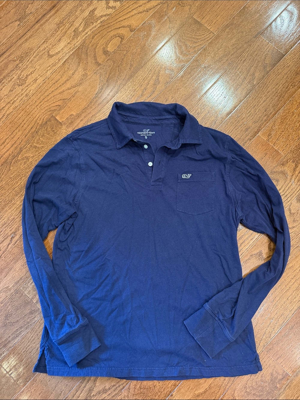 Boys Vineyard Vines Long Sleeve Polo Shirt - Navy